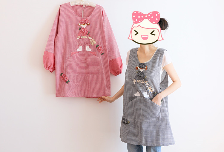 Korean Style Cute Fashion Oil-Proof Bib Overclothes Baking Floral Coffee Shop Painting Work Clothes Long Sleeve Apron Korean Style Cute Fashion Oil-Proof Bib Overclothes Baking Floral Coffee Shop Painting Work Clothes Long Sleeve Apron