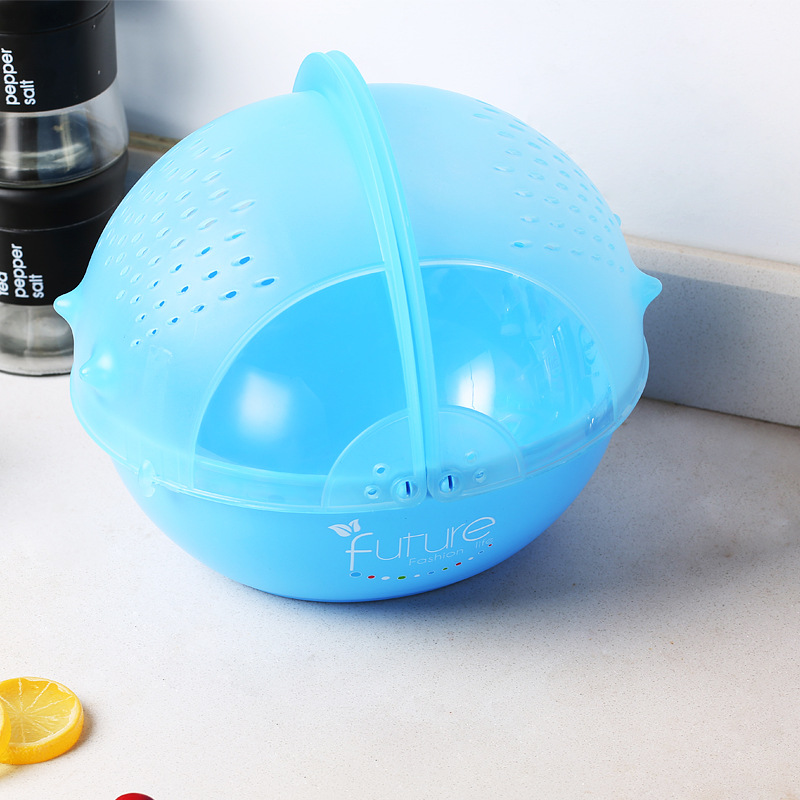 Creative Kitchen Flip Rotating Drain Basket Fruit and Vegetable Cleaning Basin Dish Washing Basket Plastic Drain Basket Set