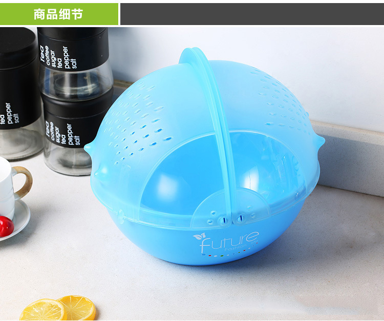 Creative Kitchen Flip Rotating Drain Basket Fruit and Vegetable Cleaning Basin Dish Washing Basket Plastic Drain Basket Set