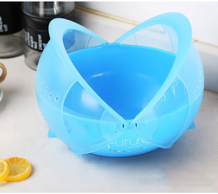 Creative Kitchen Flip Rotating Drain Basket Fruit and Vegetable Cleaning Basin Dish Washing Basket Plastic Drain Basket Set
