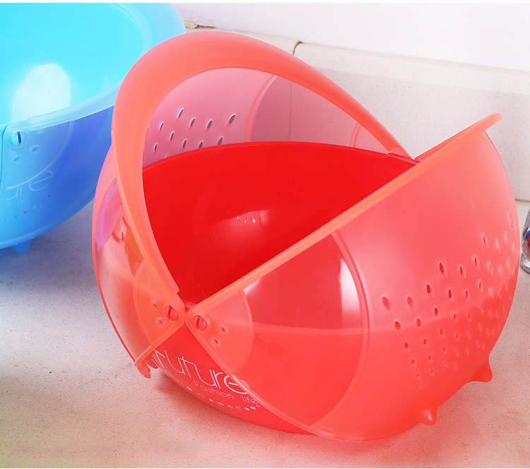 Creative Kitchen Flip Rotating Drain Basket Fruit and Vegetable Cleaning Basin Dish Washing Basket Plastic Drain Basket Set