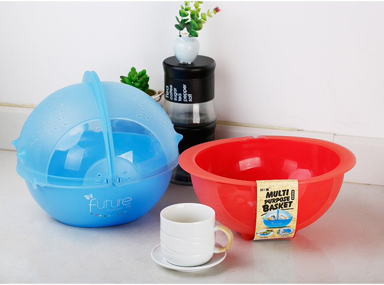 Creative Kitchen Flip Rotating Drain Basket Fruit and Vegetable Cleaning Basin Dish Washing Basket Plastic Drain Basket Set