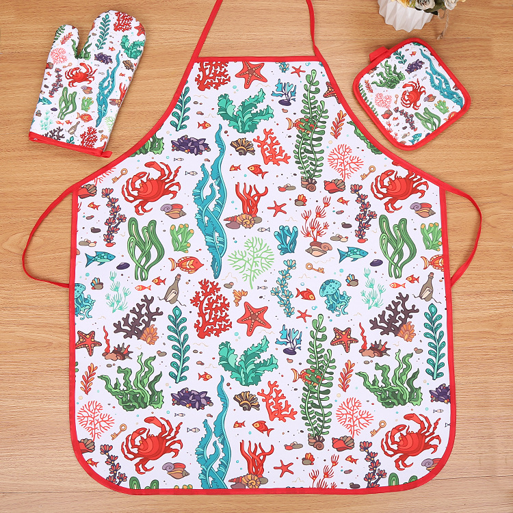 Ocean Microwave Oven Gloves Mat Apron Three Suits Heat Resistant Padded Heat Insulation Gloves Mat Apron Set Ocean Microwave Oven Gloves Mat Apron Three Suits Heat Resistant Padded Heat Insulation Gloves Mat Apron Set