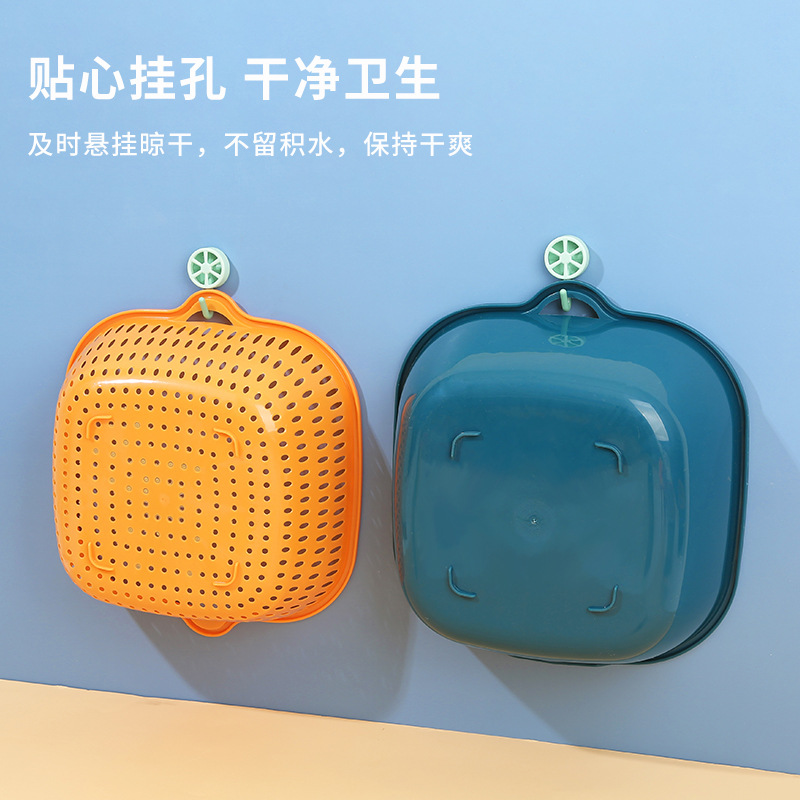 Thickened Draining Basket Six-Piece Double-Layer Plastic Washing Basin Multi-Functional Kitchen Draining Basket Household Fruit Basket