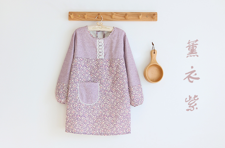 Korean Fashion Apron Pastoral Household Kitchen Overclothes Waterproof and Oil-Proof Bib Home Workwear Long Sleeve Apron