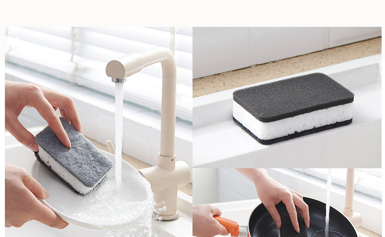 Factory Direct Sales Sponge Cleaning Brush Kitchenware Cloth Dish-Washing Sponge Decontamination Magic Sponge 3 PCs