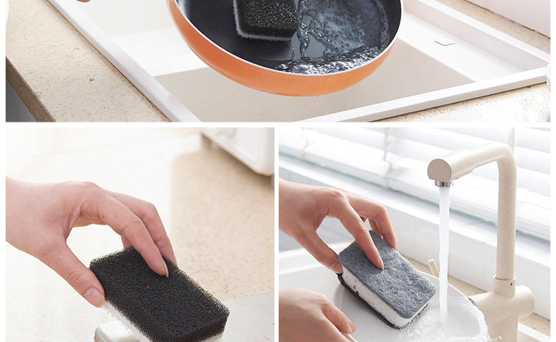 Factory Direct Sales Sponge Cleaning Brush Kitchenware Cloth Dish-Washing Sponge Decontamination Magic Sponge 3 PCs