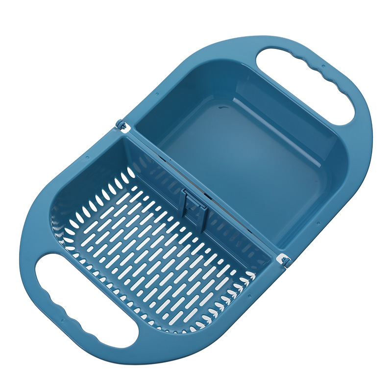 Foldable Plastic Washing Basin Washing Vegetables Basin Rectangular Draining Basket Fruit Plate Household Kitchen Sink Dishwashing Storage