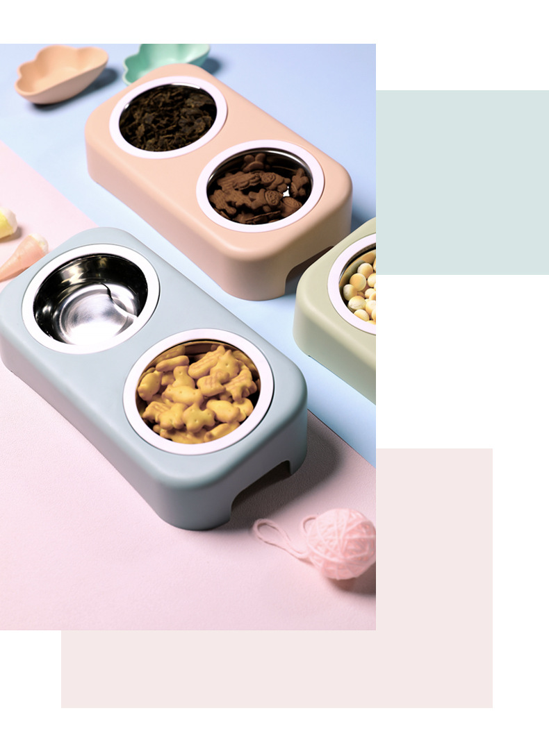 Wholesale New Stainless Steel Dog Bowl Cat Simple Pet Double Bowl Candy Color Plastic Dog Basin Tableware Pet Bowl Wholesale New Stainless Steel Dog Bowl Cat Simple Pet Double Bowl Candy Color Plastic Dog Basin Tableware Pet Bowl