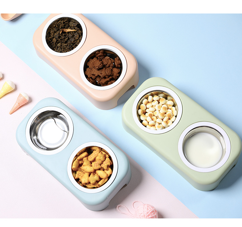 Wholesale New Stainless Steel Dog Bowl Cat Simple Pet Double Bowl Candy Color Plastic Dog Basin Tableware Pet Bowl Wholesale New Stainless Steel Dog Bowl Cat Simple Pet Double Bowl Candy Color Plastic Dog Basin Tableware Pet Bowl