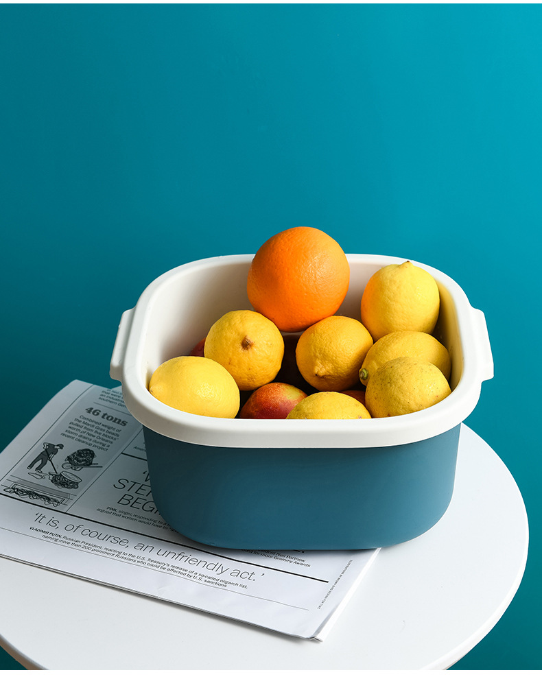 Double-Layer Hollow Fruit Basin Wash Fruit Drain Basket Household Fruit Baskets Creative Plastic Vegetable Basket Kitchen Washing Basin