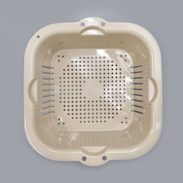 Creative Multi-Functional Double-Layer Drain Basket Household Kitchen Fruit and Vegetable Washing Basin Square Fruit Basket Plastic Vegetable Washing
