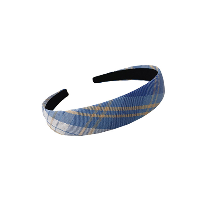 JK Plaid Headband Women&#039;s Simple Cloth Headband Temperament Outing Wide-Brim Hair Accessories Face Washing Hair Fixer Non-Slip Headgear Hairpin