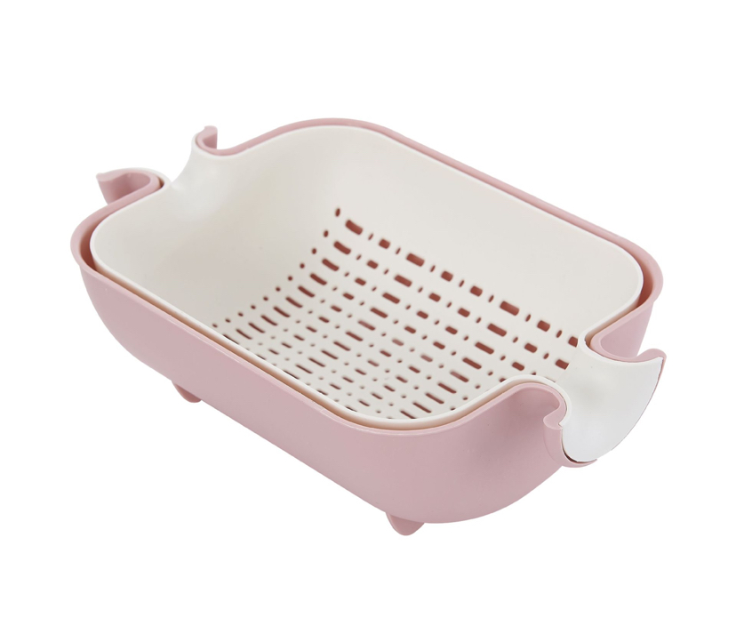 Double Layer Vegetable Washing Basket Draining Basin Household Plastic Rotating Disk Kitchen Fruit Storage Basket Plastic Vegetable Basket