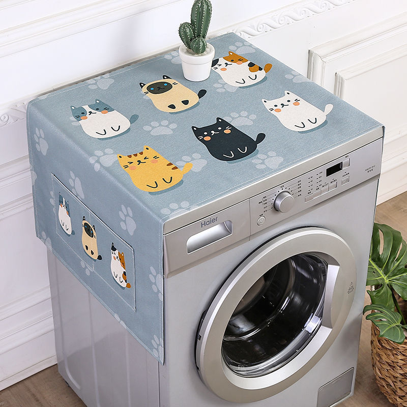 Fabric Waterproof Oil-Proof Automatic Roller Washing Machine Cover Cloth Sun Protection Double Open Refrigerator Dust Cover Microwave Oven Cover Towel
