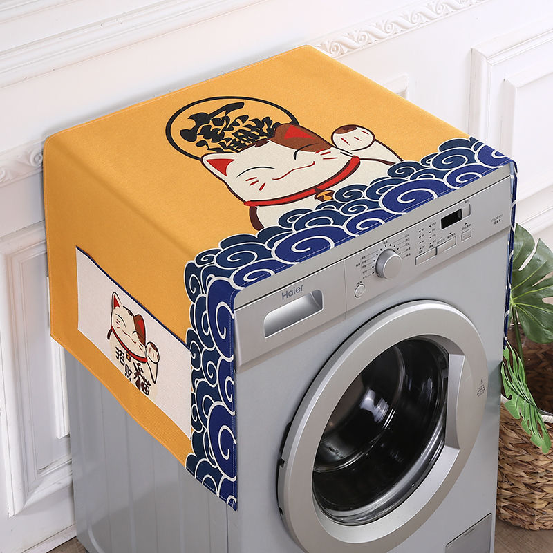 Fabric Waterproof Oil-Proof Automatic Roller Washing Machine Cover Cloth Sun Protection Double Open Refrigerator Dust Cover Microwave Oven Cover Towel