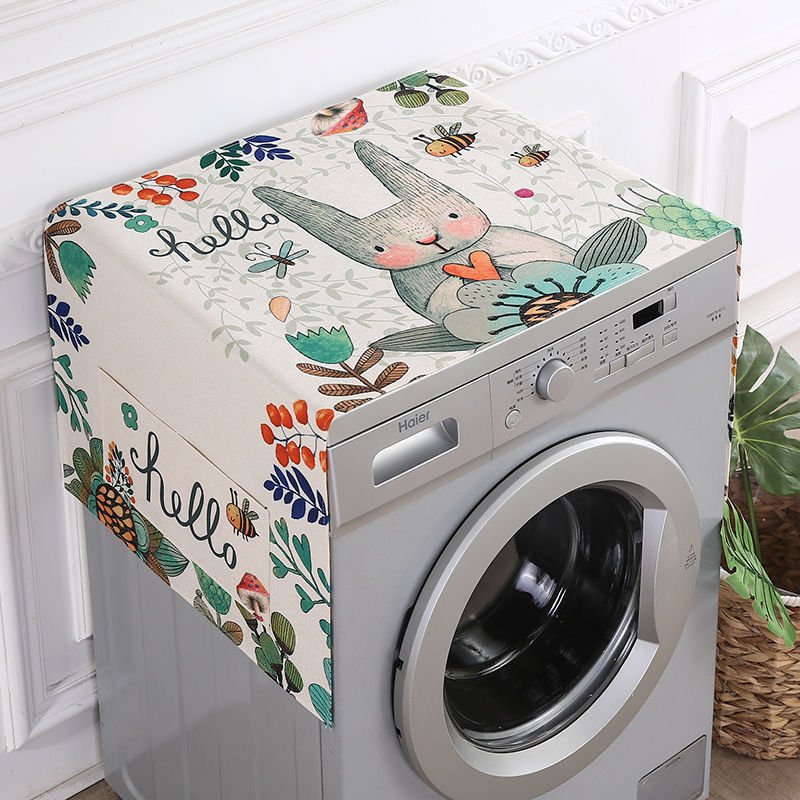 Fabric Waterproof Oil-Proof Automatic Roller Washing Machine Cover Cloth Sun Protection Double Open Refrigerator Dust Cover Microwave Oven Cover Towel