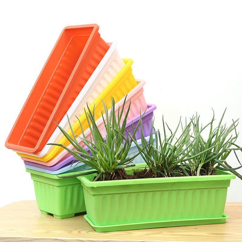 Planting Basin Boxes Balcony Family Balcony Vegetable Rectangular Plastic Strip Flowerpot Pot Pot Planting Pot Amazon