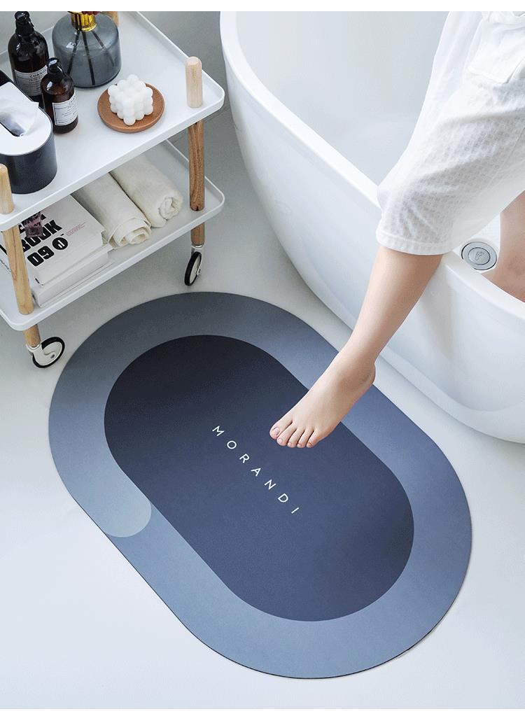 Diatom Ooze Cushion Toilet Absorbent Mat Toilet Door Non-Slip Foot Mats Quick-Drying Toilet Bathroom Mats Oval