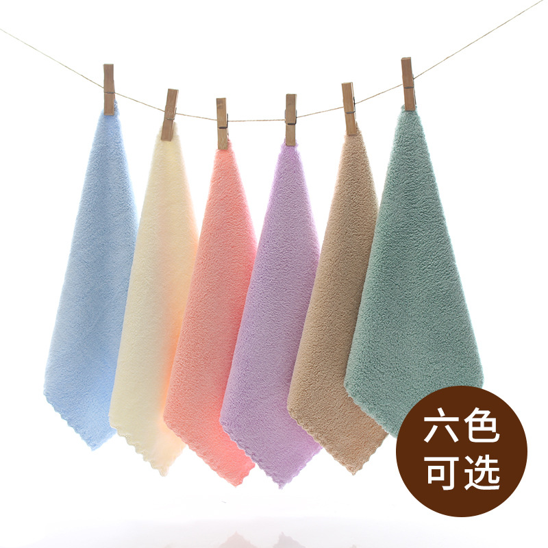 Manufacturers Supply Kitchen Absorbent Coral Fleece Rag Lace Square Towel Absorbent Towel Cleaning Car Washing Cloth