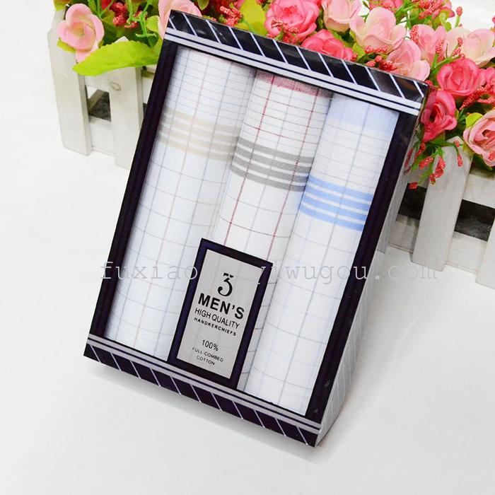 Men's cotton handkerchief 430 foreign washing cloth towel box Plaid handkerchief small towel