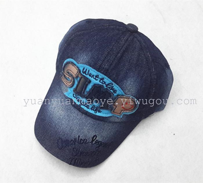Korean washing children's cowboy and pasted cloth embroidered Baseball Cap