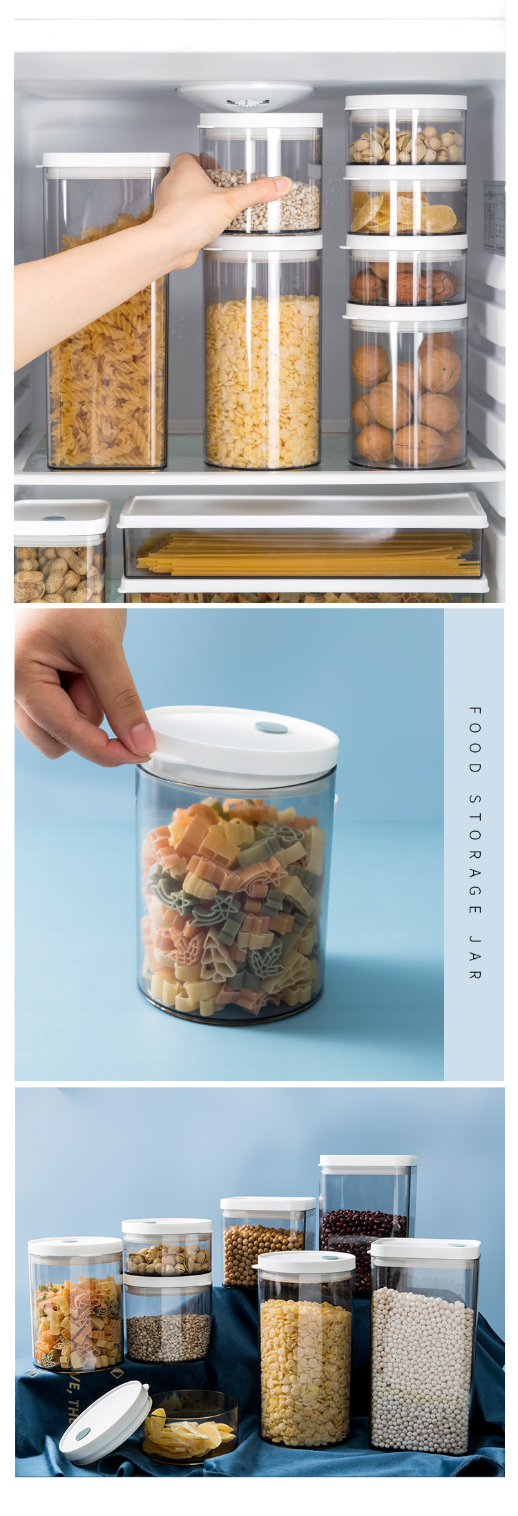 Food storage box plastic transparent cover dustproof household kitchen large capacity sealed tank grain storage box