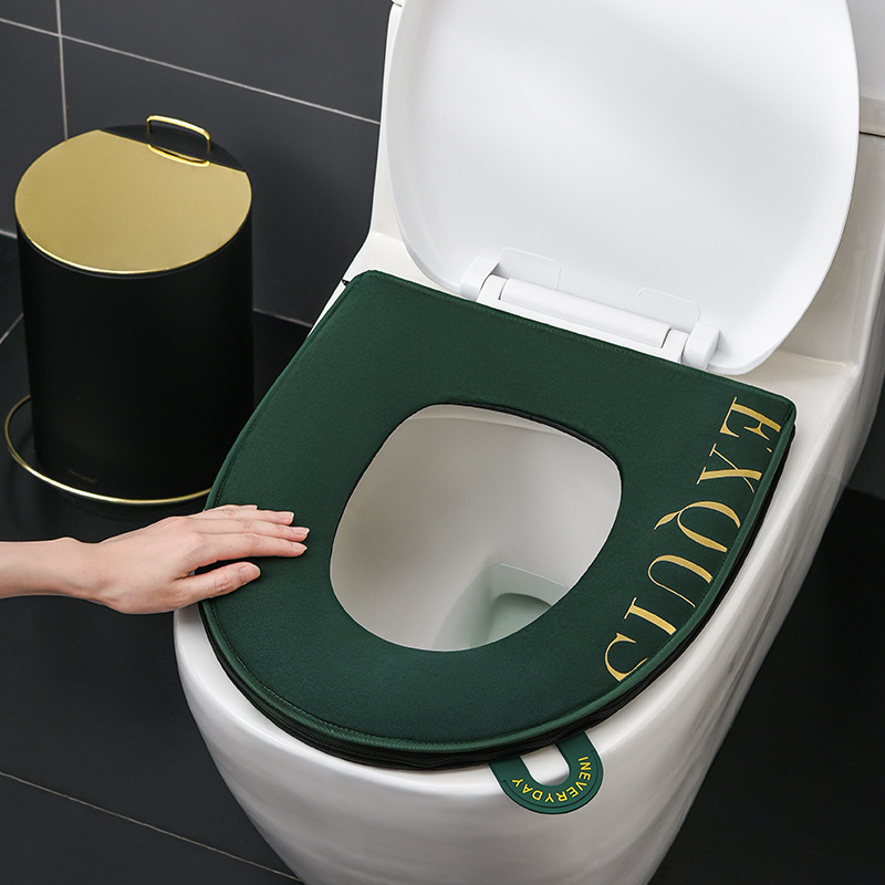 Square Toilet Mat Wholesale Toilet Seat Cover Winter with Handle Zipper Square Household Waterproof Thickened Toilet Seat Cushion