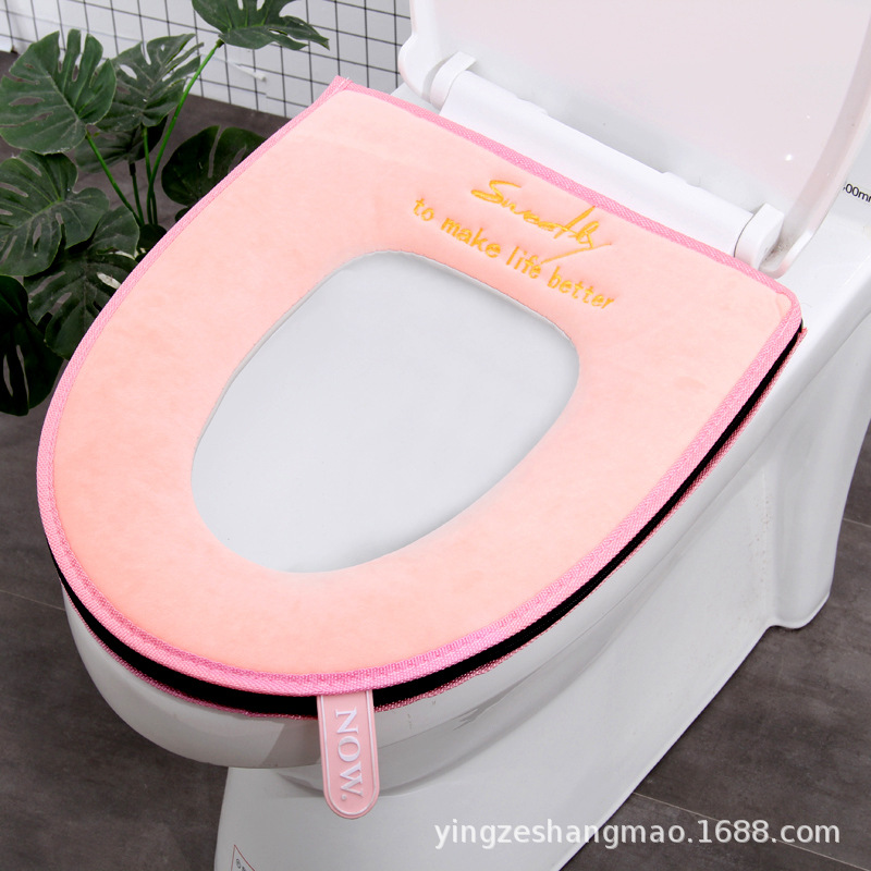 Nordic Warm Toilet Mat Closestool Cushion Winter Toilet Seat Cover Toilet Seat plus Velvet Thickened Zipper Factory Wholesale