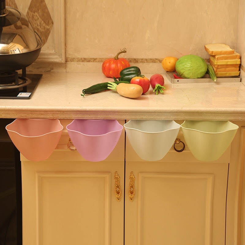 H0877 Creative Multi-Purpose Kitchen Trash Can Storage Box Cabinet Door Hanging Debris Wall-Mounted Trash Can