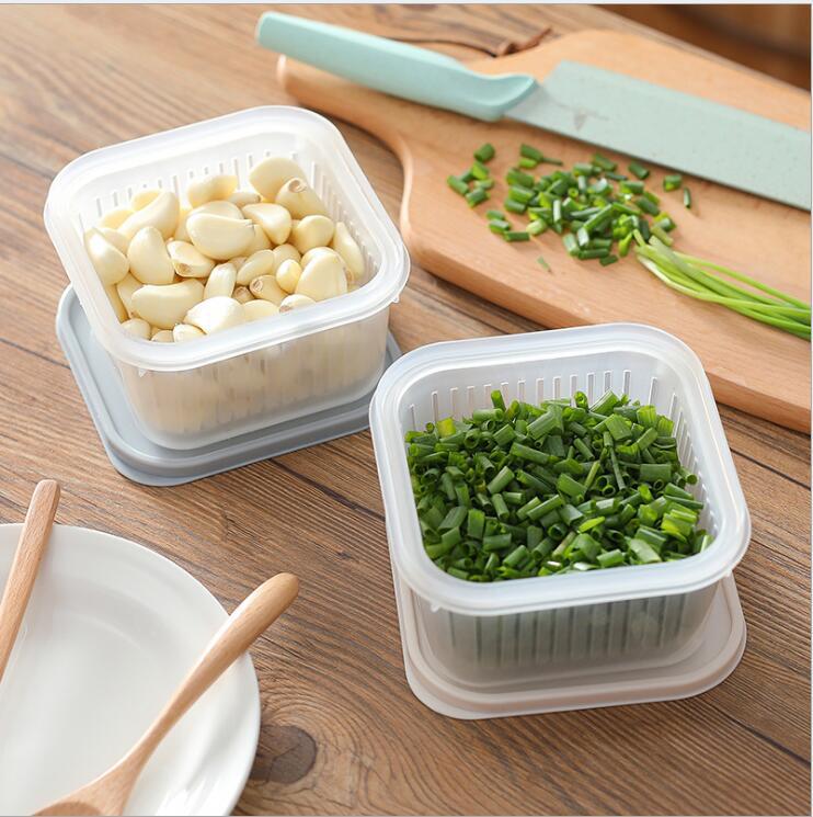 Green onion crisper Refrigerator Fruit and vegetable storage box Kitchen with lid sealed square storage box