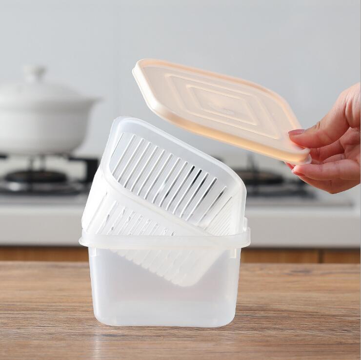 Green onion crisper Refrigerator Fruit and vegetable storage box Kitchen with lid sealed square storage box