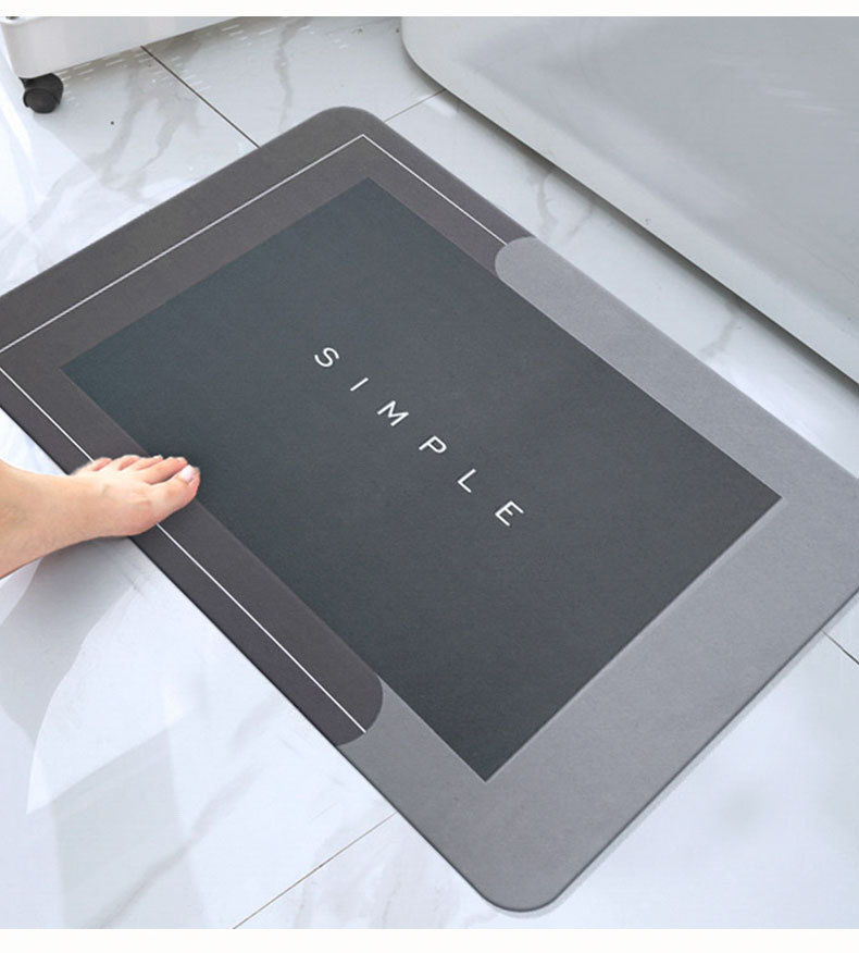 Household Diatom Ooze Floor Mat Living Room and Bathroom Absorbent Non-Slip Cushion Bathroom Step Mat Toilet Bathroom Doormat