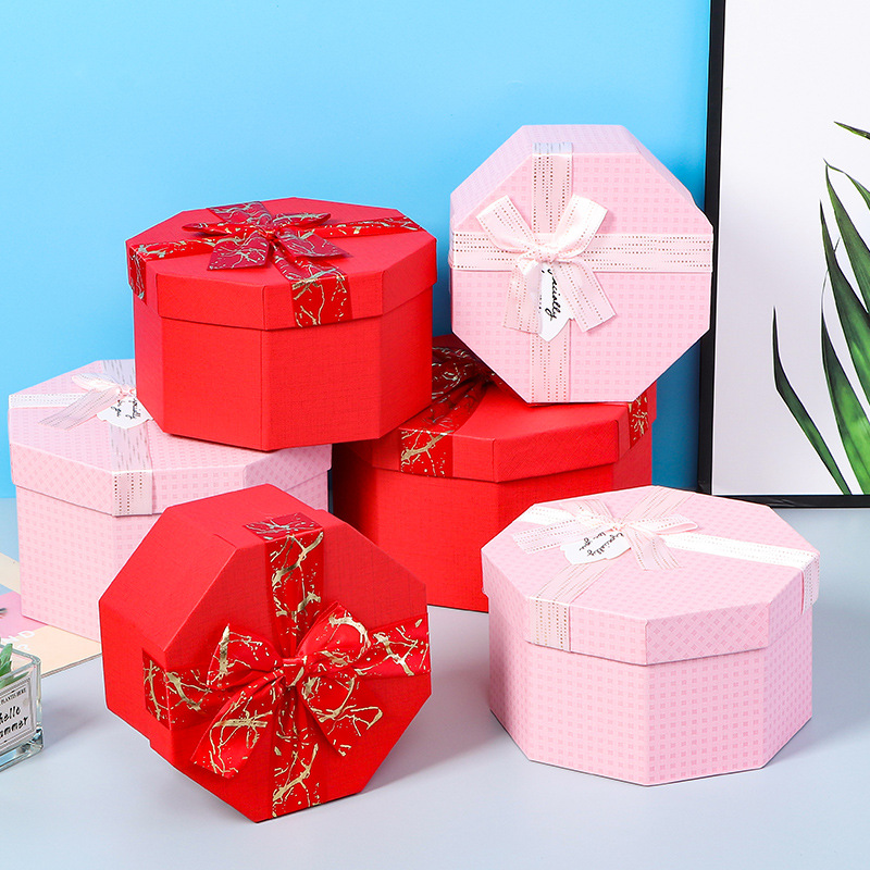 New Fashion Simple Exquisite Gift Box Polygon Tiandigai Sets of Boxes Paper Box Gift Storage Box Boutique Gift