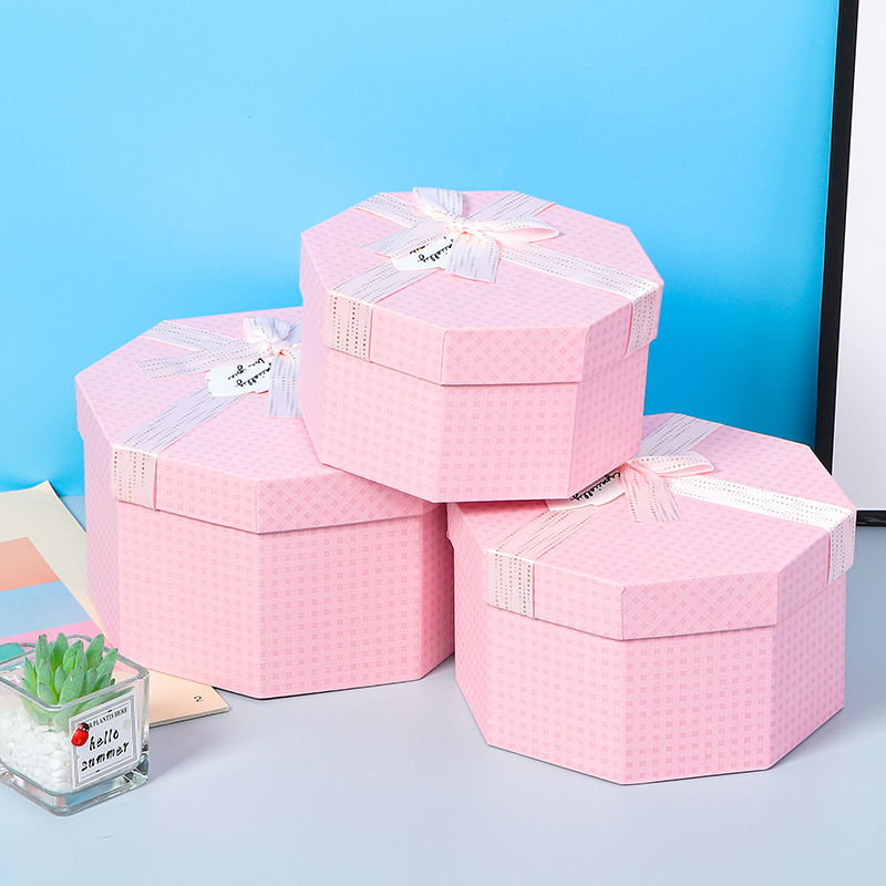 New Fashion Simple Exquisite Gift Box Polygon Tiandigai Sets of Boxes Paper Box Gift Storage Box Boutique Gift