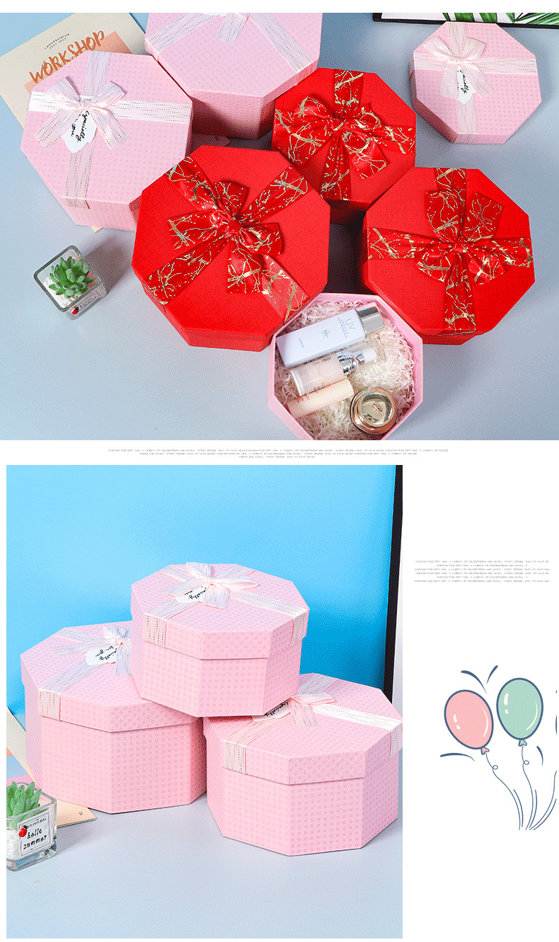 New Fashion Simple Exquisite Gift Box Polygon Tiandigai Sets of Boxes Paper Box Gift Storage Box Boutique Gift