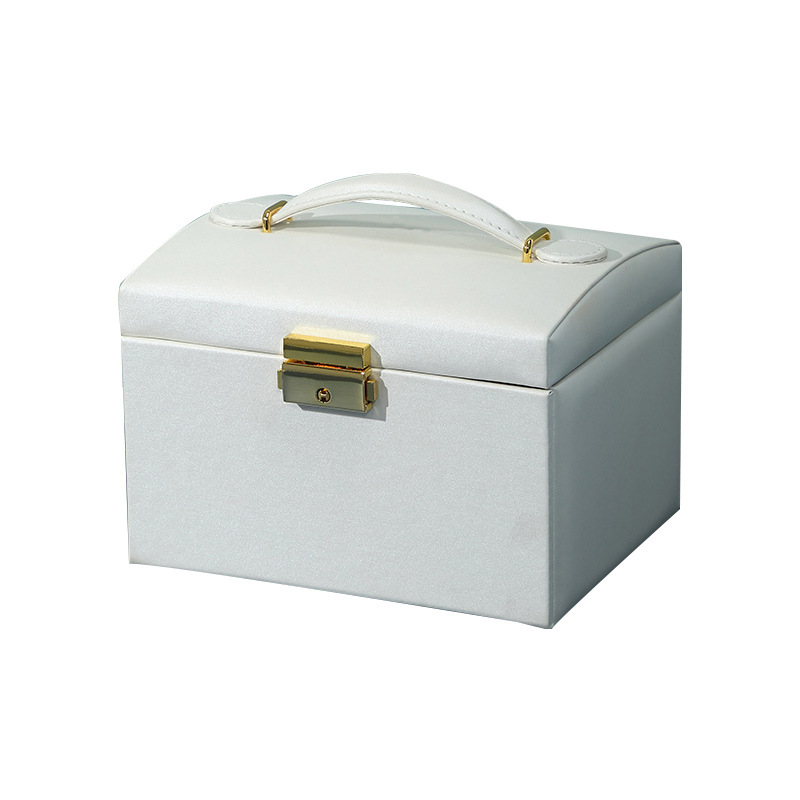 Cross-Border Shangpin PU Leather Jewelry Box Three-Layer Double Drawer Jewellery Box Rings Ear Studs Earrings Large Storage Box
