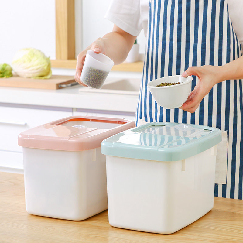 plastic kitchen storage box moistureproof rice bucket 20 jin 25 rice flour storage box rice cylinder 10kg storage box
