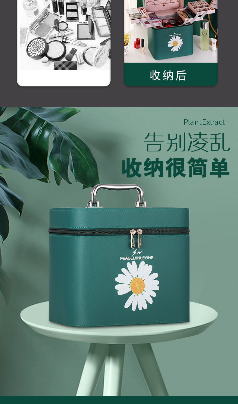 Cosmetic Bag Large Capacity Simple and Portable Double-Layer Women's Large Storage Box Portable Cosmetic Case 2020 New Super