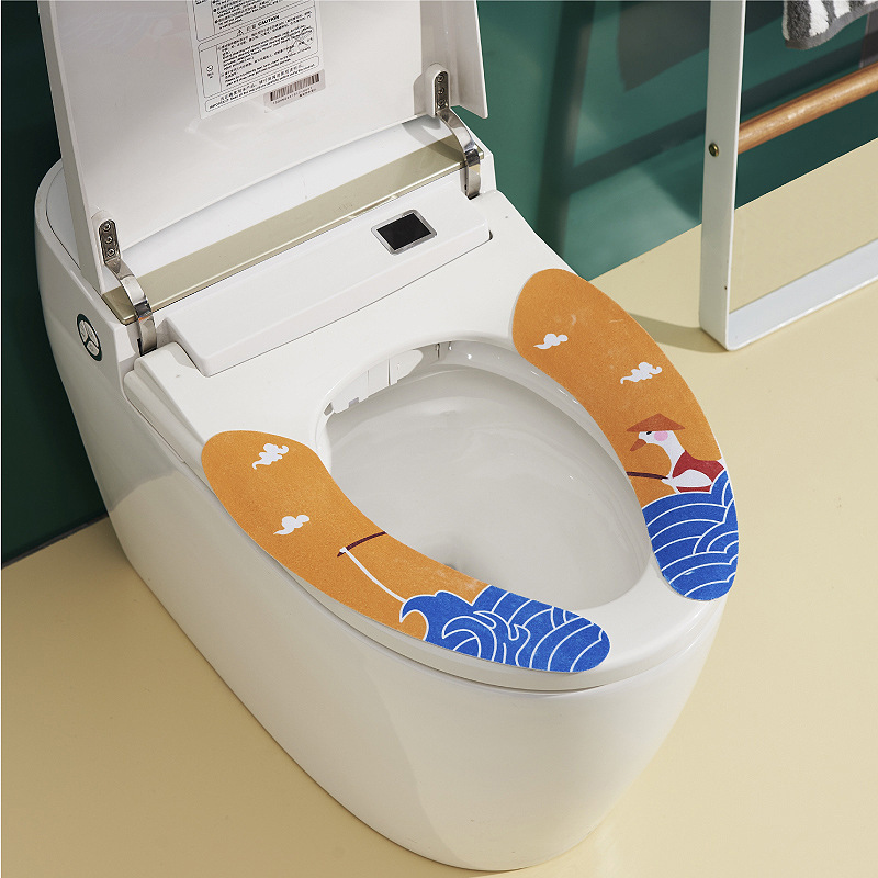 Household Washable Happy Day Adhesive Cartoon Toilet Pad Travel Household Waterproof Net Red Toilet Seat Cushion