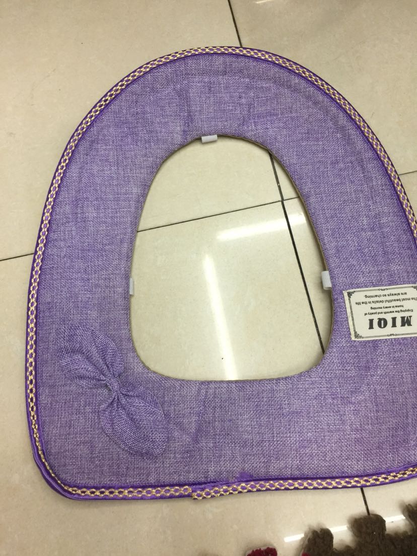 Linen Toilet Seat Cushion Antibacterial Universal Warm Waterproof Household Washer Plush Velcro Toilet Cover