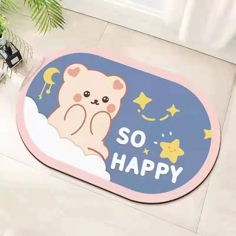 Diatom Ooze Cushion Toilet Absorbent Mat Toilet Door Non-Slip Foot Mats Quick-Drying Toilet Bathroom Mats Oval
