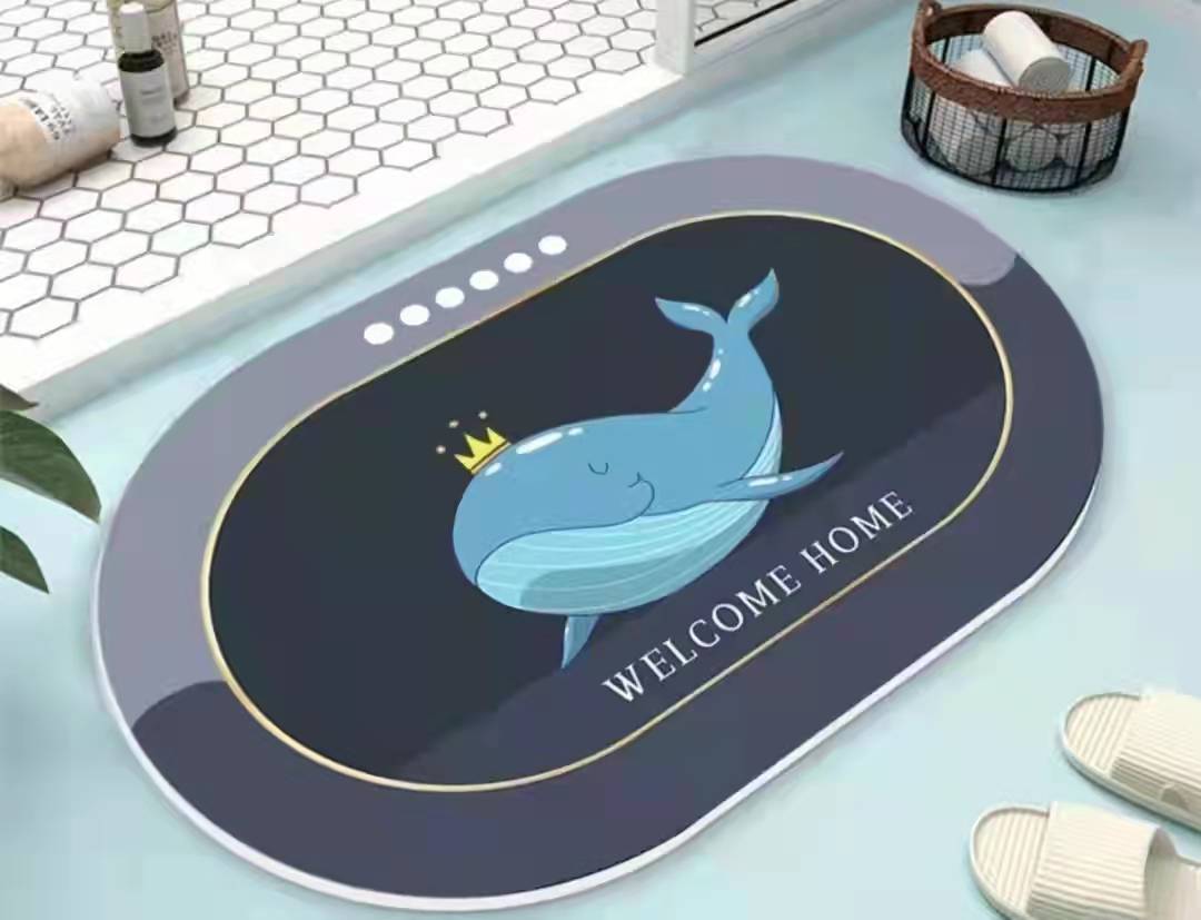 Diatom Ooze Cushion Toilet Absorbent Mat Toilet Door Non-Slip Foot Mats Quick-Drying Toilet Bathroom Mats Oval