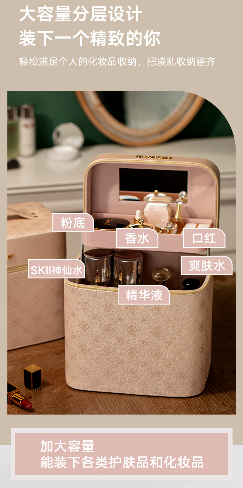 Cosmetic Case for Women 2020 New Large Capacity Multi-Functional Layer Portable Dustproof Skin Care Storage Box Cosmetic Bag