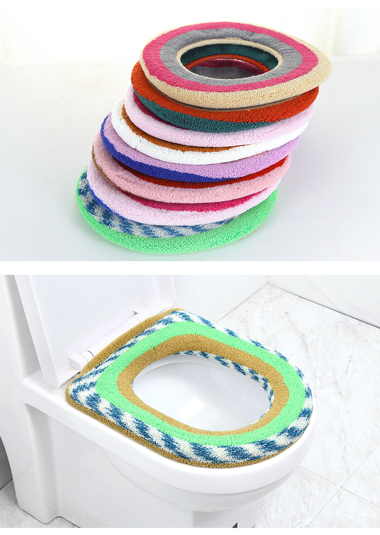 K thickened knitted o-type toilet seat cushion; soft toilet seat cover; warm toilet seat cover in winter K thickened knitted o-type toilet seat cushion; soft toilet seat cover; warm toilet seat cover in winter