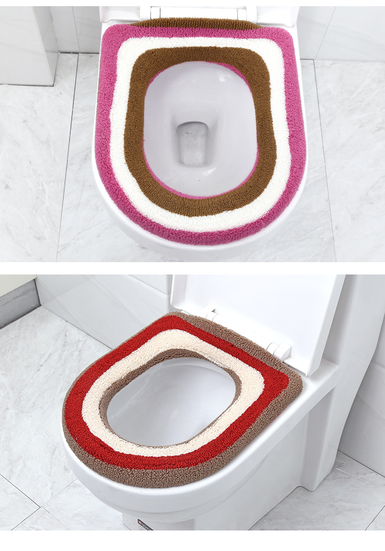 K thickened knitted o-type toilet seat cushion; soft toilet seat cover; warm toilet seat cover in winter K thickened knitted o-type toilet seat cushion; soft toilet seat cover; warm toilet seat cover in winter