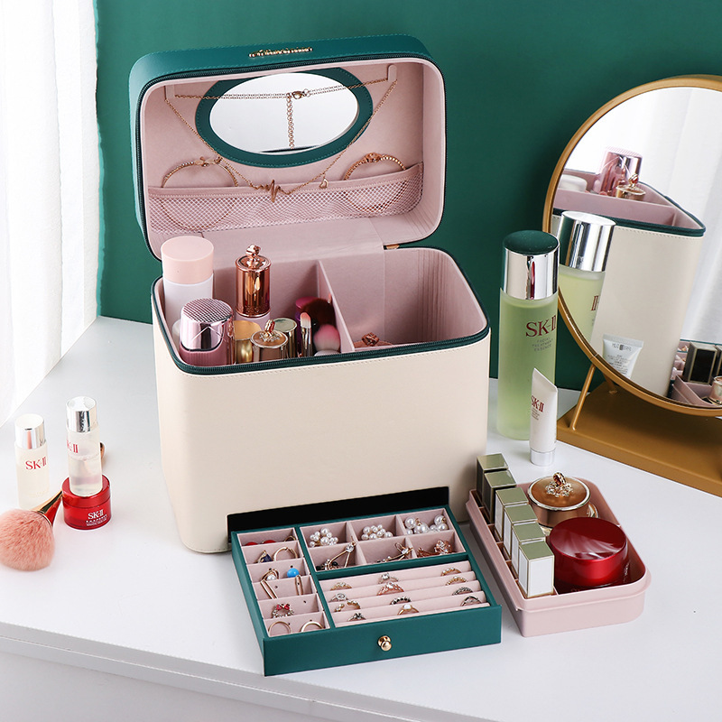 Color Matching Portable Cosmetic Bag Women&#039;s Large Capacity Dustproof Multi-Functional Layer Skin Care Storage Box Box 2020 New