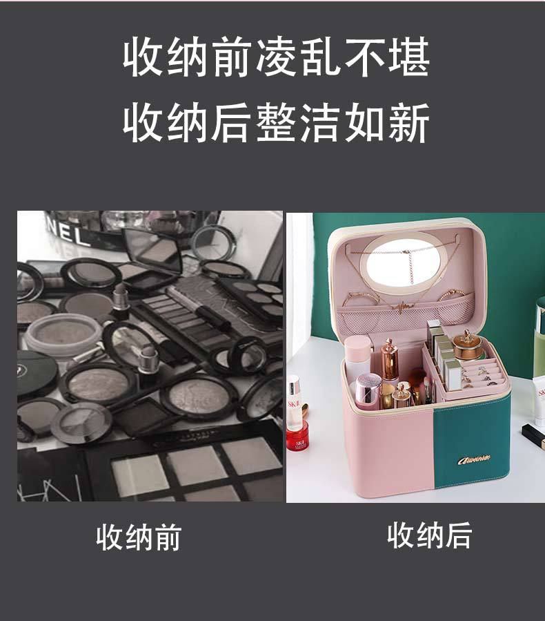 Color Matching Portable Cosmetic Bag Women's Large Capacity Dustproof Multi-Functional Layer Skin Care Storage Box Box 2020 New