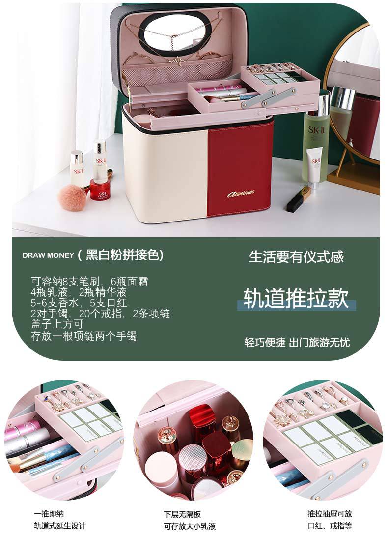 Color Matching Portable Cosmetic Bag Women's Large Capacity Dustproof Multi-Functional Layer Skin Care Storage Box Box 2020 New