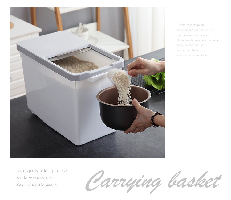 Core kitchen rice drum storage box 10KG rice cylinder flour drum 20kg insectproof moistureproof rice noodle storage box